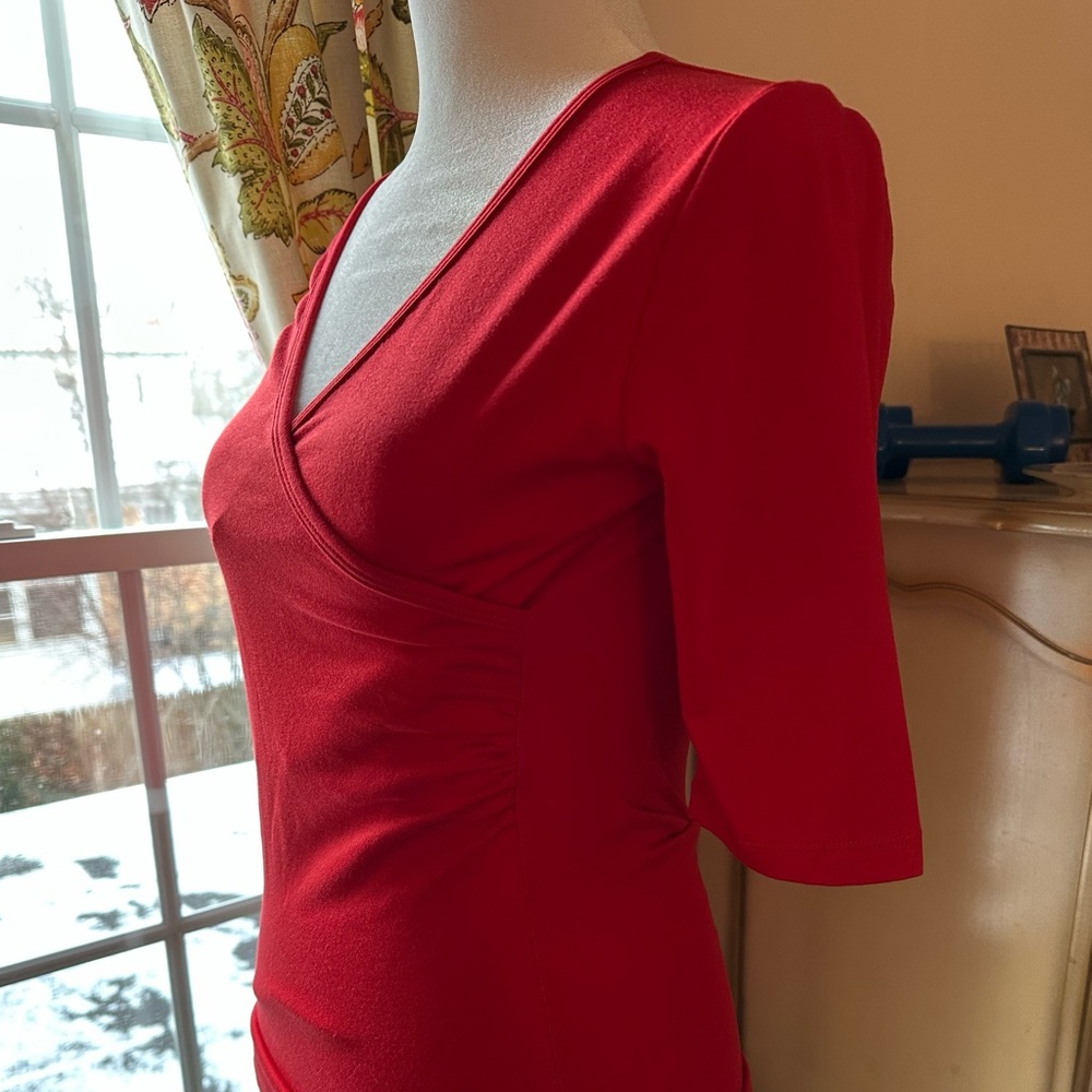 Kira Grace cherry red short sleeve wrap top size S